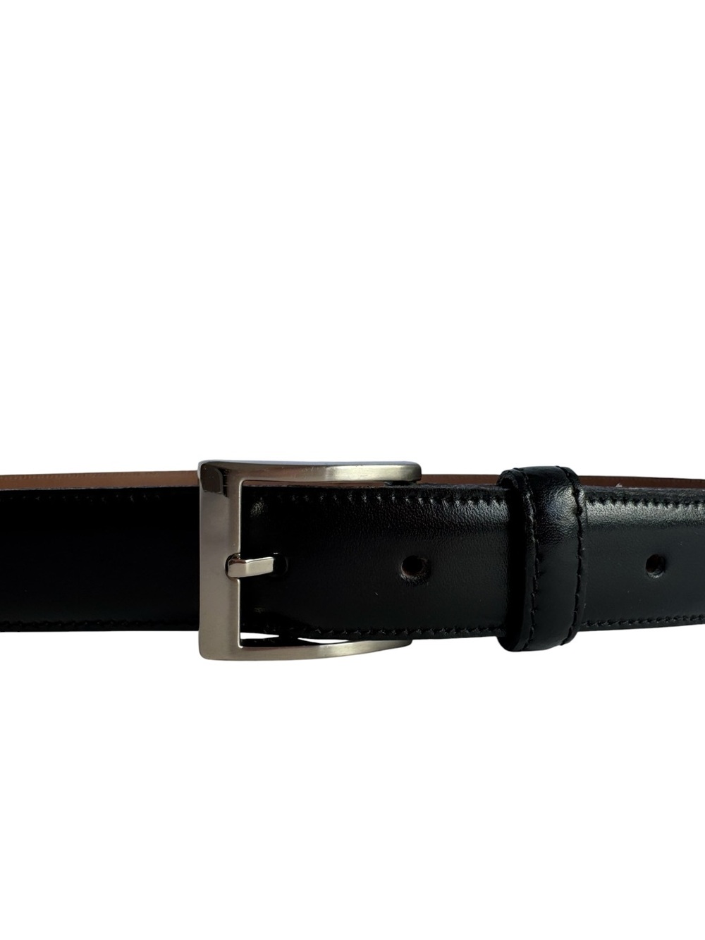 Bench Craft Genuine Leather Dress Belt Mens 42 Classic Black Silver Tone Buckle